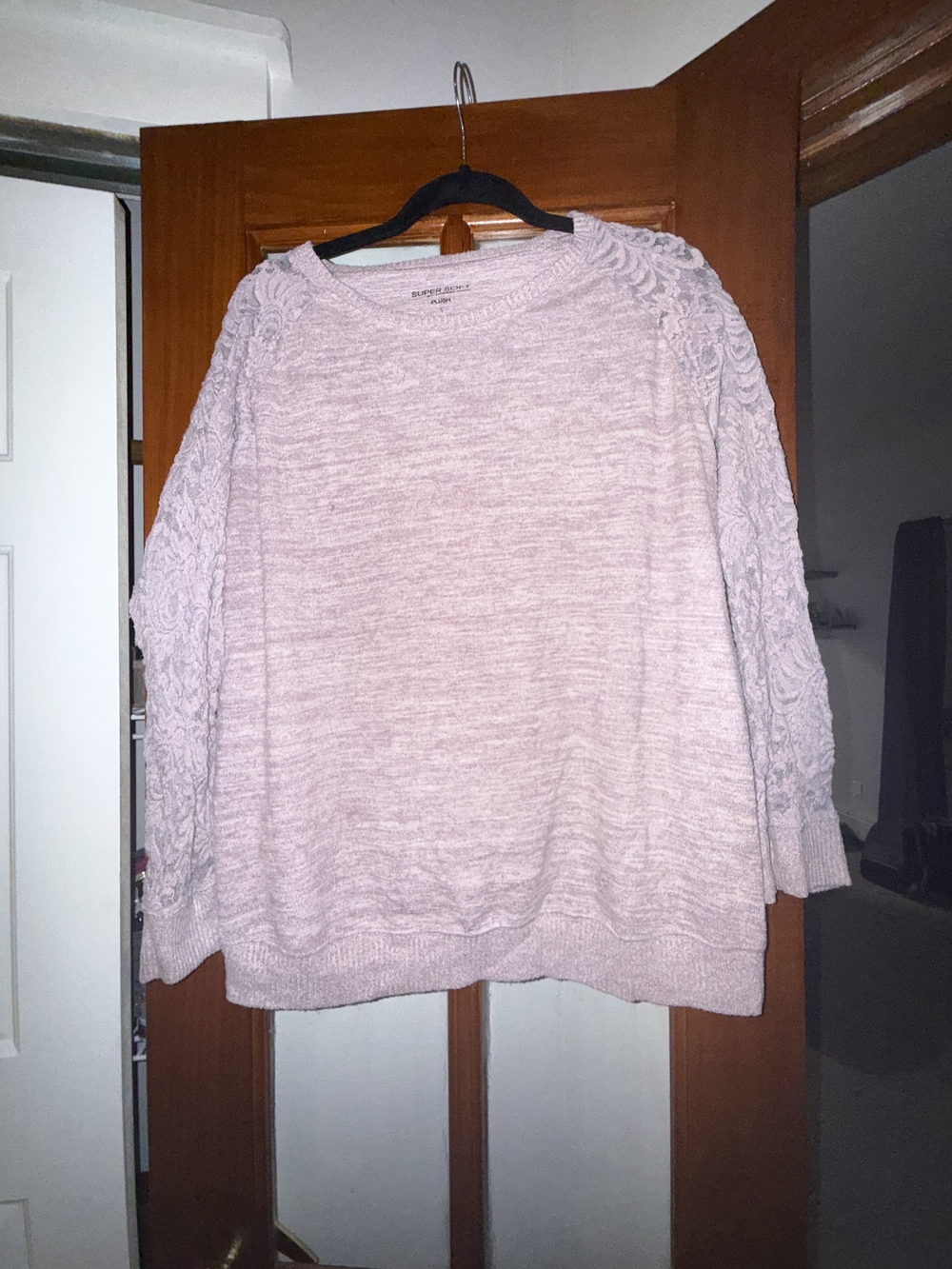 torrid Blush Pink Cable-Sleeve Crew Sweater